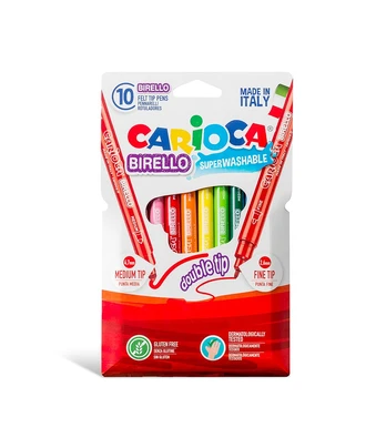 Flomasteriai CARIOCA BIRELLO, dvipusiai, 10 spalvų