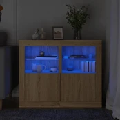 Šoninės spintelės su LED lemputėmis, 2vnt., ąžuolo, mediena kaina