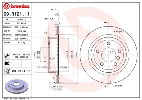 Stabdžių diskas BREMBO 09.R121.11