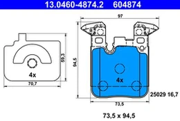 ATE 13.0460-4874.2 Brake pad set