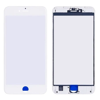 LCD stikliukas Apple iPhone 6S Plus su rėmeliu ir OCA baltas V2 ORG