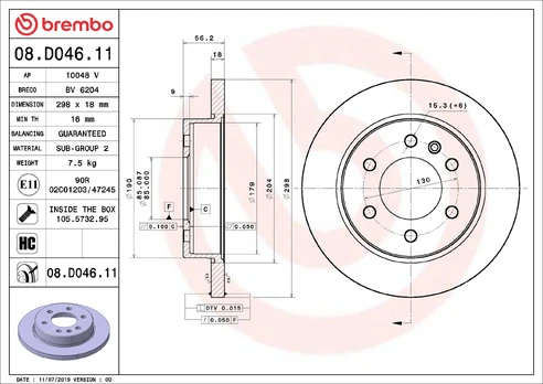 BREMBO 08.D046.11 Brake Disc