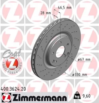 Stabdžių diskas ZIMMERMANN 400.3624.20
