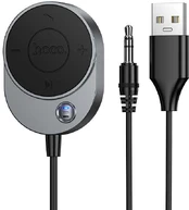 Wireless car receiver Hoco AUX Bluetooth with cable Jack 3,5 mm E150 metal pilka kaina