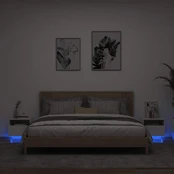 Naktinės spintelės su LED, 2vnt., baltos, 40x39x37cm kaina