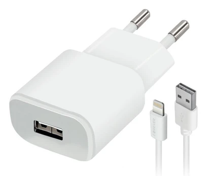Įkroviklis Forever USB 1A TC-01 + cable for iPhone, USB/AC/DC, balta
