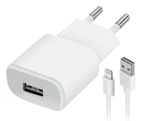 Įkroviklis Forever USB 1A TC-01 + cable for iPhone, USB/AC/DC, balta kaina
