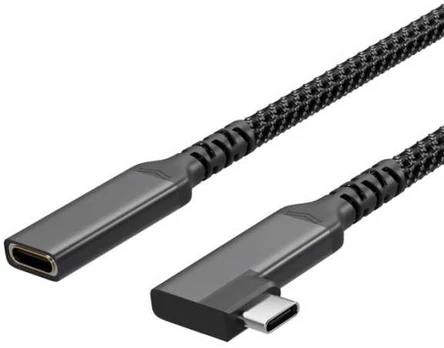 S-Conn USB-C Verlängerungskabel USB-C > USB-C Buchse 3.2 90° PD Textil 0,5m