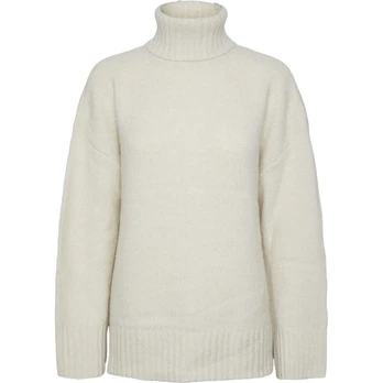 Megztinis su kaklu moterims, Balta, Nancy roll neck knit