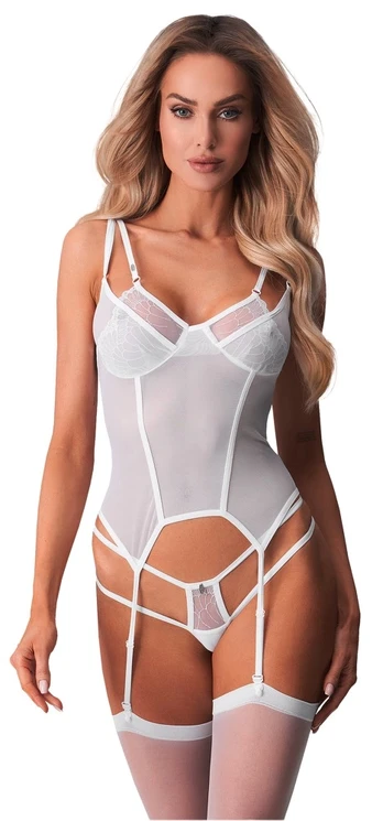 Obsessive Basque Arrowel 2XL/3XL White Lace Adjustable Straps