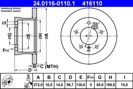 ATE 24.0116-0110.1 Brake Disc