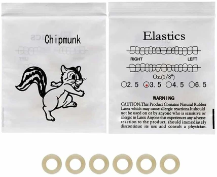 Ortodontiniai elastikai Chipmunk Soft, 3 x 100vnt