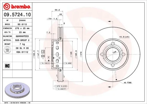 Stabdžių diskas BREMBO 09.5724.10