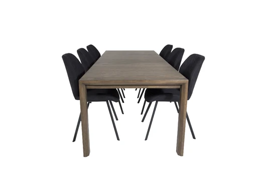 Slider Extention Table - Smoked Oak - 170+40+40cm +Gemma Dining Chair - Black