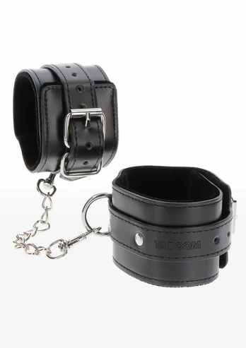 TABOOM Ankle Cuffs Vegan Leather Adjustable Black Velvet Lining