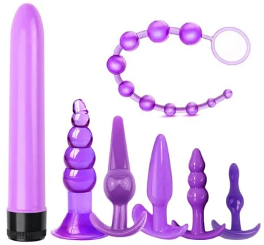 Analinių kištukų ir dildo rinkinys, violetinės