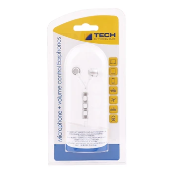 TECH BY TRAVEL BLUE laidinės ausinės su mikrofonu ir garsumo valdymu