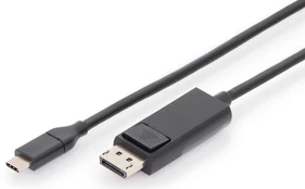 Adapteris Digitus USB Type-C to DisplayPort, USB Type C/DisplayPort, 2 m, juoda