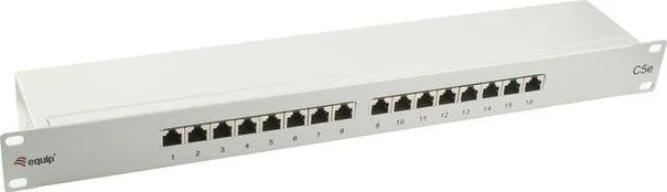 Equip 327316 Premium 16-Port Cat.5e Shielded Patch Panel, Light Grey