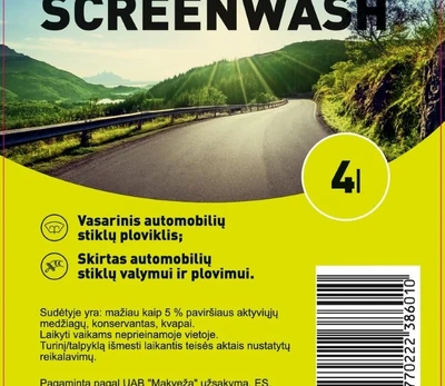 Automobilio stiklų ploviklis SUMMER SCREEN, 4L, vasarinis