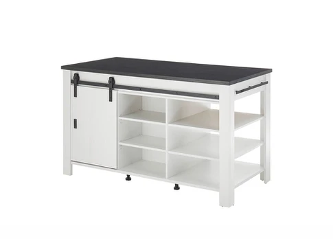 Virtuvės sala Imv Sherwood, 162 cm, balta/pilka
