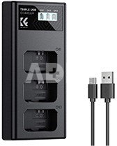 K&F Concept Sony NP-FW50 3-pack Camera Charger with LCD Display/With Micro USB and Type-C cable