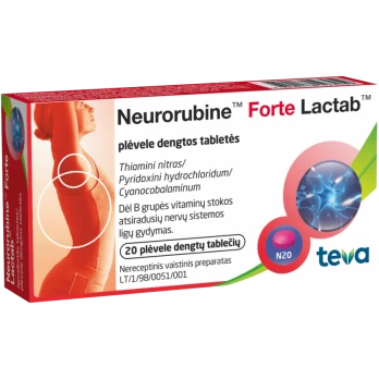 NEURORUBINE FORTE LACTAB plėvele dengtos tabletės N20