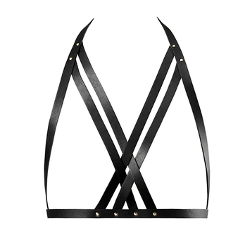 Bijoux Indiscrets - Maze Halter Bra Harness Black seksualus diržas-petnešos