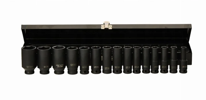 Kraft&dele 1/2" smūginės galvutės, 15 vnt., 10-32 mm, Cr-v