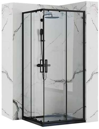 Dušo kabina Rea Punto, Juodas, 80x80 cm