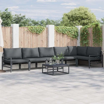 Sodo Sofų Rinkinys 7 pcs Antracito Plienas