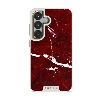 Iconic Red Ruby - Marble Samsung Galaxy S25 Case, Elite Light (Magnetic) / Gold