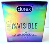 Durex Invisible Extra Lubricated 3 vnt. dėžutė kaina