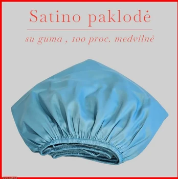 Satino paklodė su guma - 100x200+20cm.