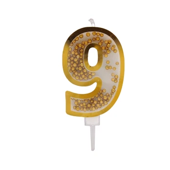 Auksinė žvakutė tortui skaičius "9"