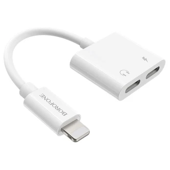 OTG adapteris / HUB Lightning (Apple) to 2 x Lightning (Apple), Borofone BV11, balta