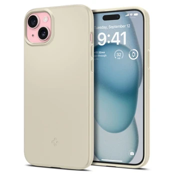 Spigen Thin Fit dėklas, skirtas Apple iPhone 15, smėlio spalvos
