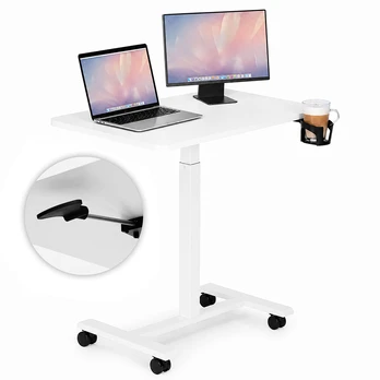 Baltas mobilus reguliuojamo aukščio stalas 70x48 cm ModernHome