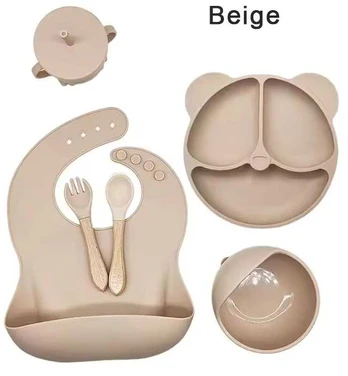 Silikoninis kūdikių maitinimo rinkinys, 6 dalių, biežinis