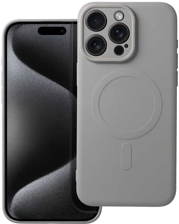 Dėklas Oem Silicone Mag Cover case compatible with MagSafe for IPHONE 15 PRO MAX pilkas titanium