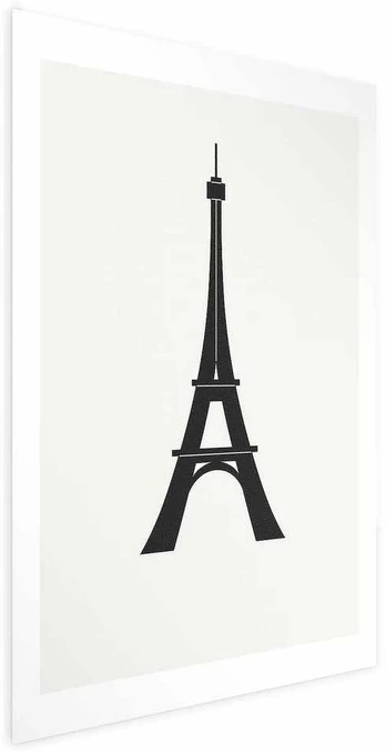 Artgeist Plakatas - Eiffel Tower Simple Juodas-and-Baltas Graphic