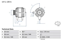 BOSCH 0 986 084 100 Kintamosios srovės generatorius
