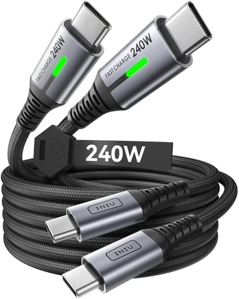 INIU USB-C į USB-C kabelis 240 W, 2 m, greitasis įkrovimas, nailoninis, 2 vnt.