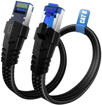 Ethernet kabelis 15 m, Cat 8, 40 Gbps, Nailoninis pynimas