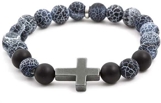 Agato Agate and hematite bead bracelet MINK53