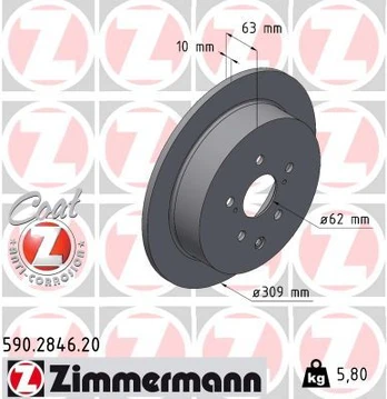 Stabdžių diskas ZIMMERMANN 590.2846.20
