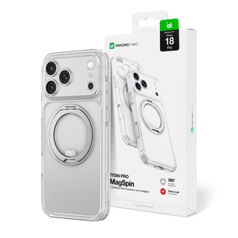 Dėklas Amazingthing Titan Pro Spin Lens MagSafe do iPhone 18 Pro permatomas