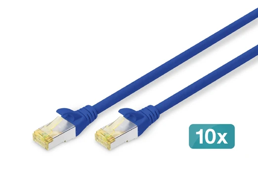 Digitus DIGITUS CAT 6A S/FTP Patchkabel, 10 Stück, 1m, blau