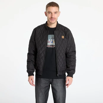 Urban Classics Diamond Quilt Nylon Jacket Black - Dydis M (tb862 Black Striukės)