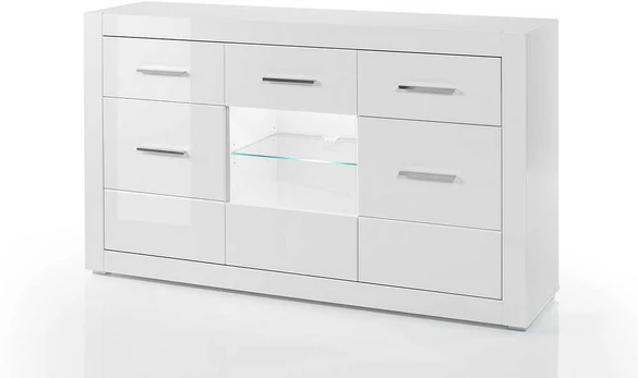 Komoda Bianco, baltas blizgesys